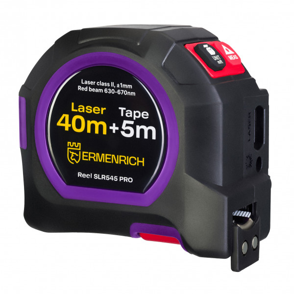 Рулетка с лазерным дальномером Ermenrich Reel SLR545 PRO, фиолетовый